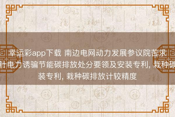 幸运彩app下载 南边电网动力发展参议院苦求面向零碳指方针电力诱骗节能碳排放处分要领及安装专利, 栽种碳排放计较精度