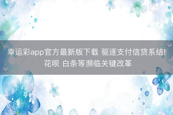 幸运彩app官方最新版下载 驱逐支付信贷系结! 花呗 白条等濒临关键改革