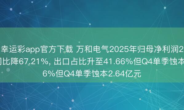 幸运彩app官方下载 万和电气2025年归母净利润2.16亿元同比降67.21%， 出口占比升至41.66%但Q4单季蚀本2.64亿元