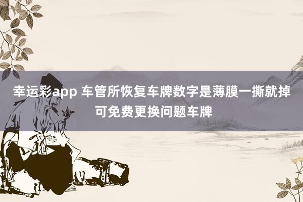 幸运彩app 车管所恢复车牌数字是薄膜一撕就掉 可免费更换问题车牌