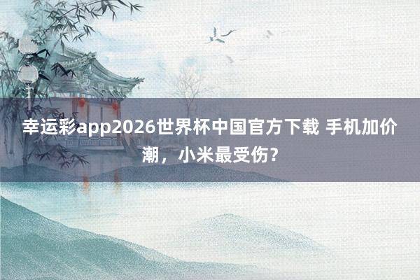 幸运彩app2026世界杯中国官方下载 手机加价潮，小米最受伤？