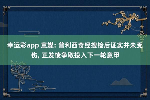 幸运彩app 意媒: 普利西奇经搜检后证实并未受伤, 正发愤争取投入下一轮意甲