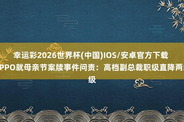 幸运彩2026世界杯(中国)IOS/安卓官方下载 OPPO就母亲节案牍事件问责：高档副总裁职级直降两级