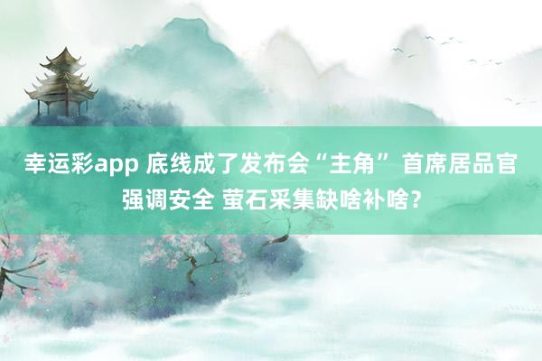 幸运彩app 底线成了发布会“主角” 首席居品官强调安全 萤石采集缺啥补啥?